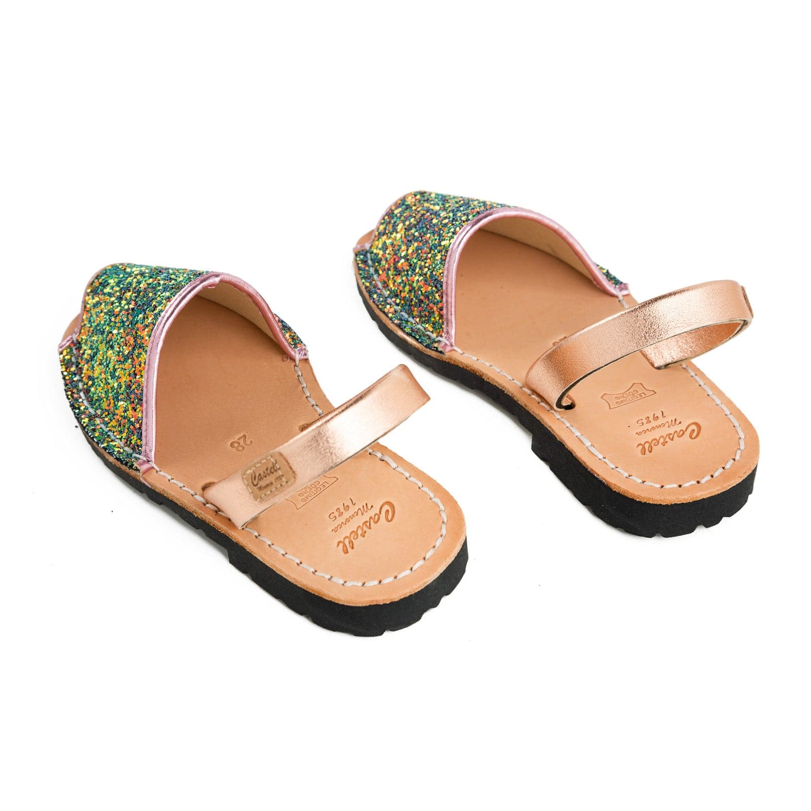 Kids' Glitter Leather Menorcan Sandal - Iker 1097R Stretch | Shop Now