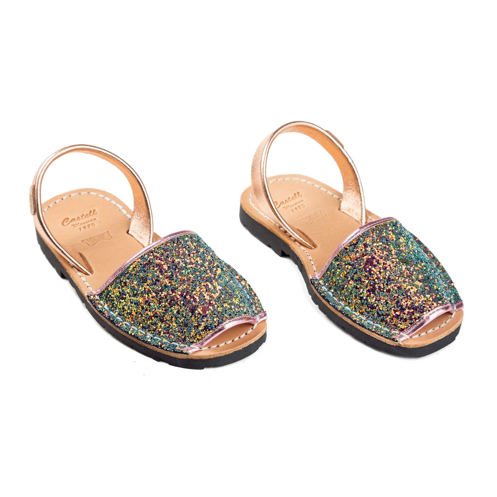 Kids' Glitter Leather Menorcan Sandal - Iker 1097R Stretch | Shop Now