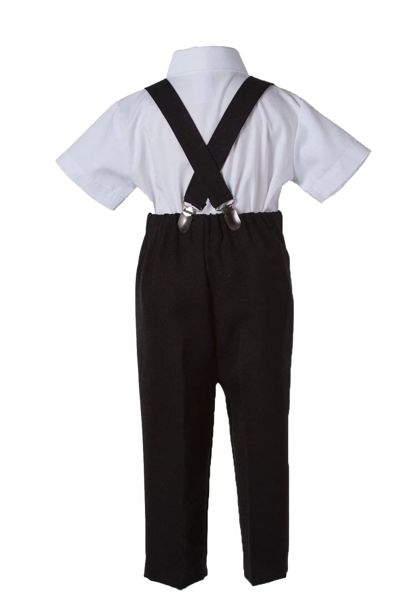 Kids Suspender Pant Set with Short Sleeve and Pageboy Cap