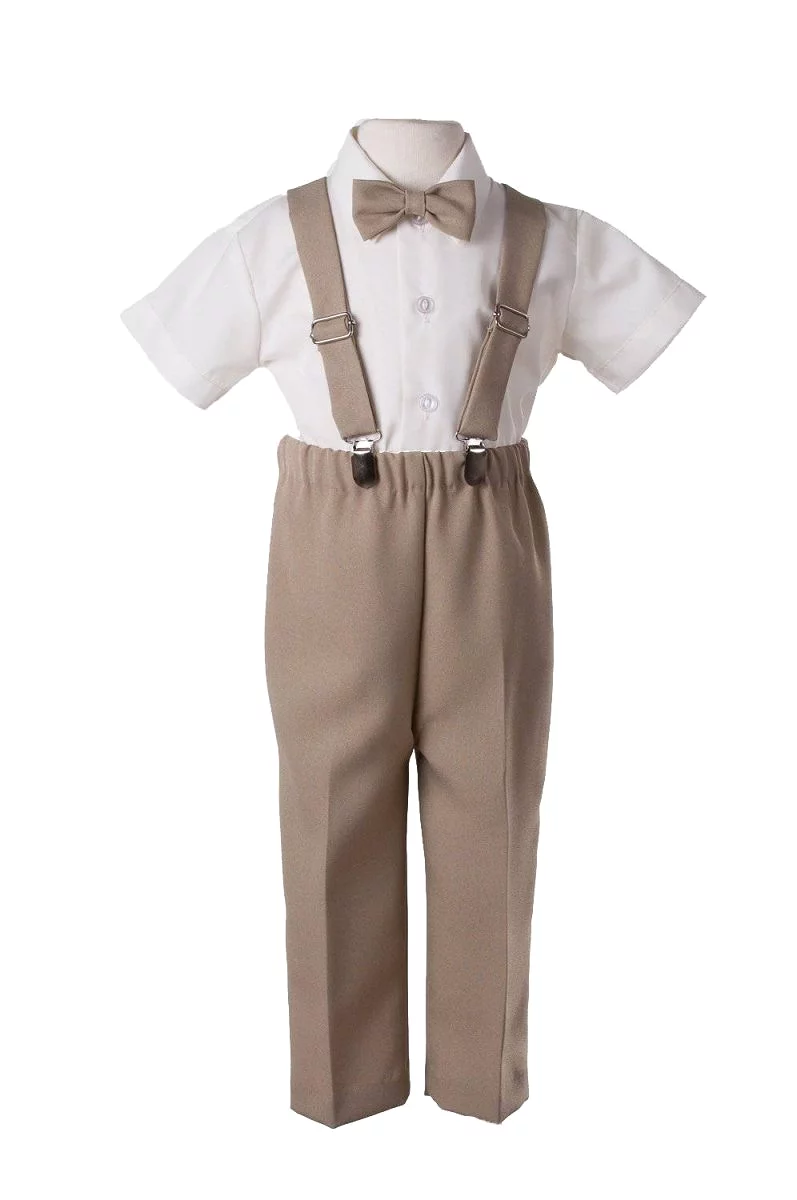 Kids Suspender Pant Set with Short Sleeve and Pageboy Cap