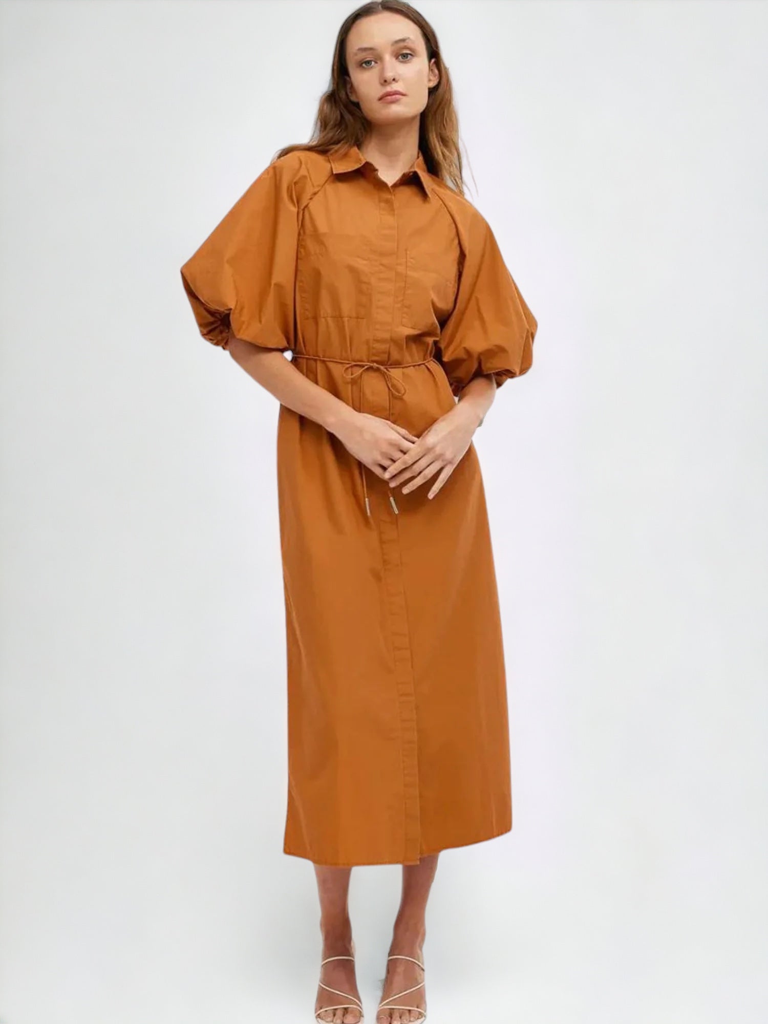 Kinney Shirt Dress - Rust, Zoya