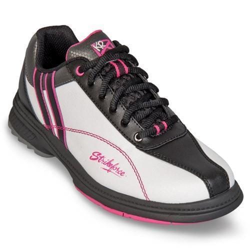 KR Womens White/Black/Pink Bowling Shoes