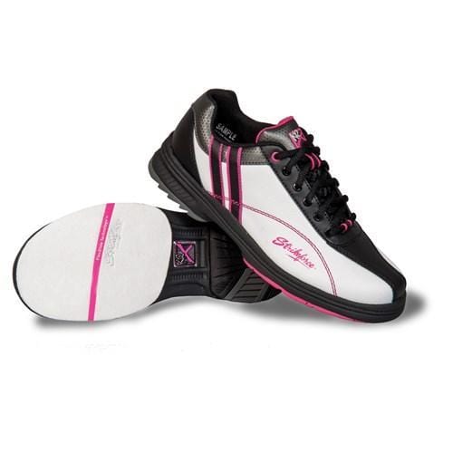 KR Womens White/Black/Pink Bowling Shoes