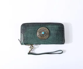 Leather Cross Square Zipper Clutch Purse - Unisex Handmade Genuine