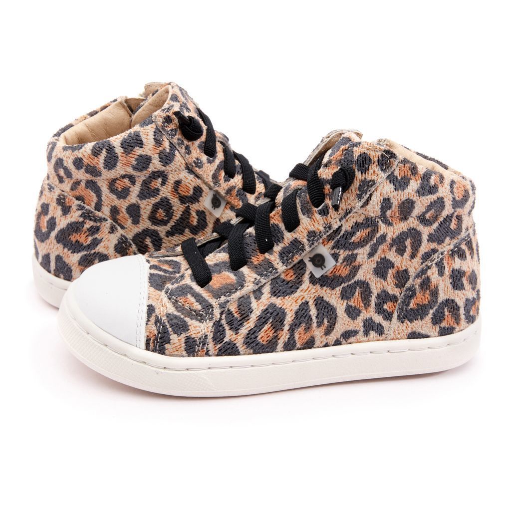 Leopard Print Beige High Top Sneakers