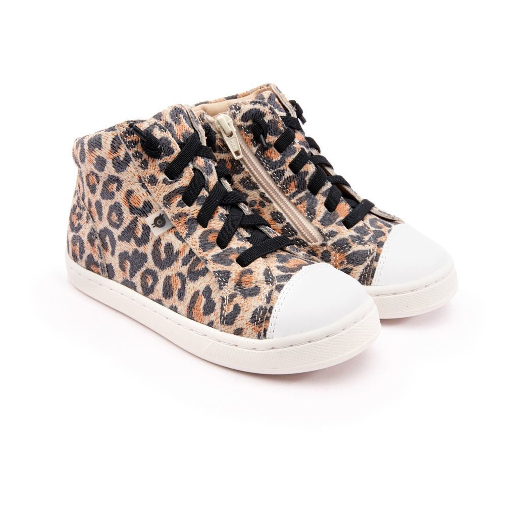 Leopard Print Beige High Top Sneakers