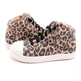 Leopard Print Beige High Top Sneakers