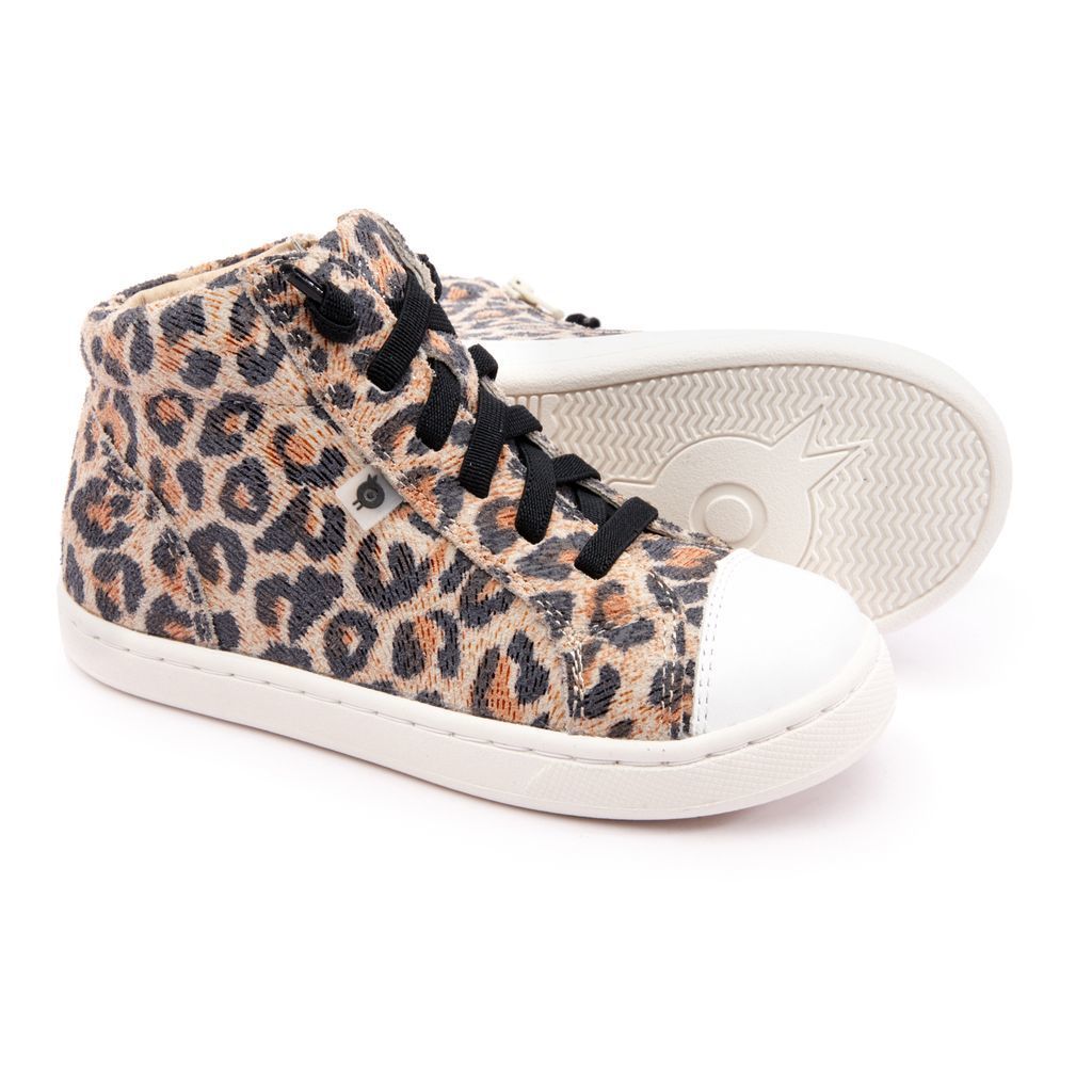 Leopard Print Beige High Top Sneakers