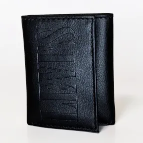 Levi's RFID coated leather trifold wallet in black, offering identity theft protection.