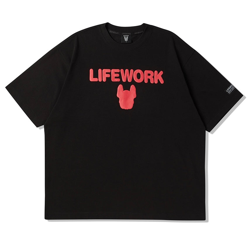 LifeWork Black Embossed Bulldog Tee -  High Quality, Stylish and Trendy