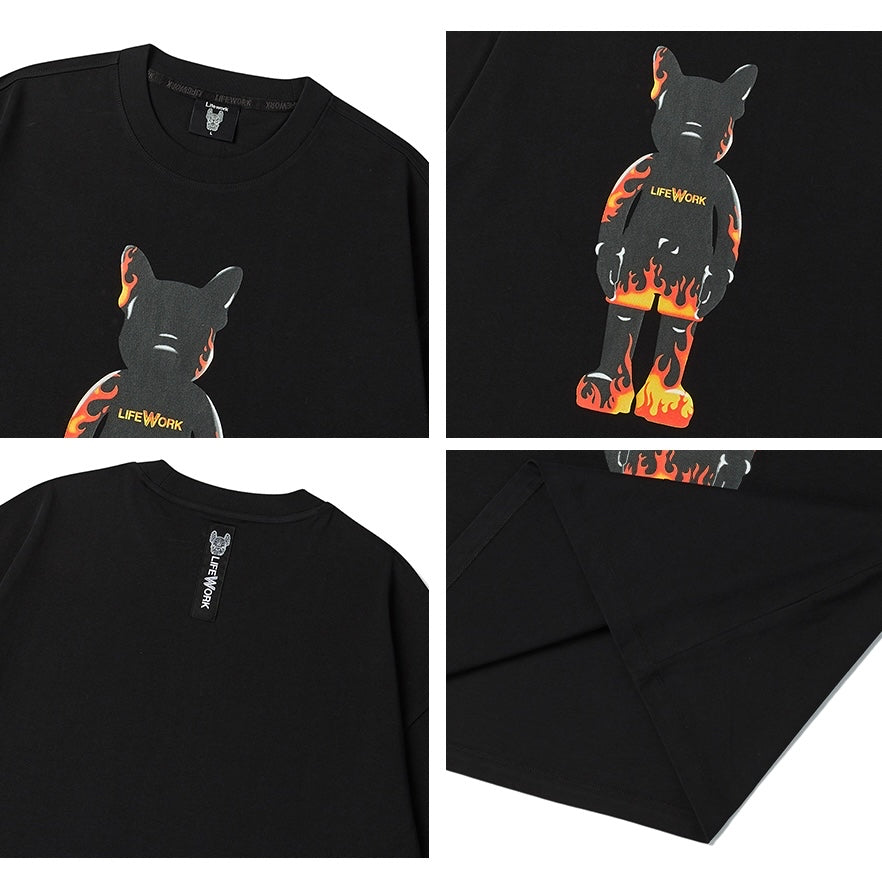 LifeWork Flame Bulldog Mascot Black T-shirt