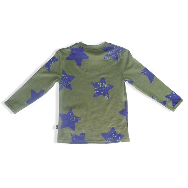 Little Flock of Horrors - Lincoln Thumbhole Top, Sage Stars, best price, buy online, trendy baby clothes