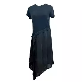 Loewe XS Black Satin & Jersey Tee Shirt Dress - Brand New $1250