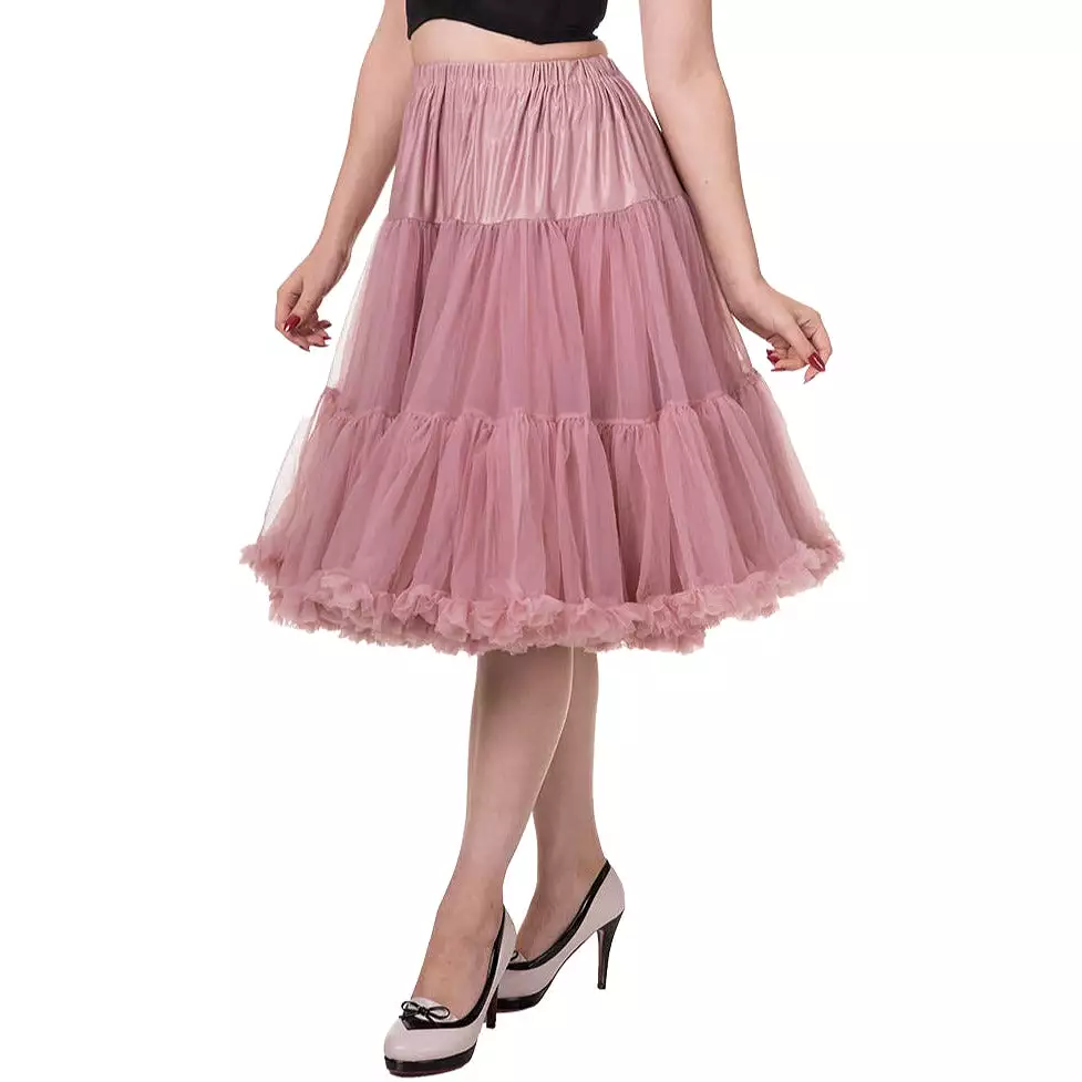 Long Dusty Pink Vintage Rockabilly 1950s Petticoat Skirt