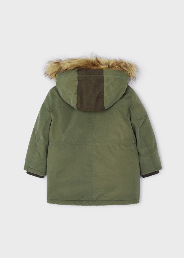 Mayoral green faux fur hooded parka coat 4464-17