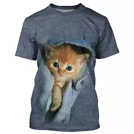 Men Women 3D Printed Cute Cat T-shirt - Everyday Weekend Basic Round Neck Normal Fit - CT16012316