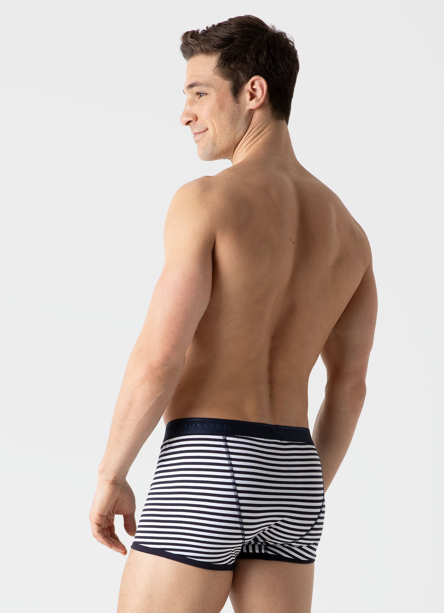 Mens Cotton Underwear Trunks in White and Navy.