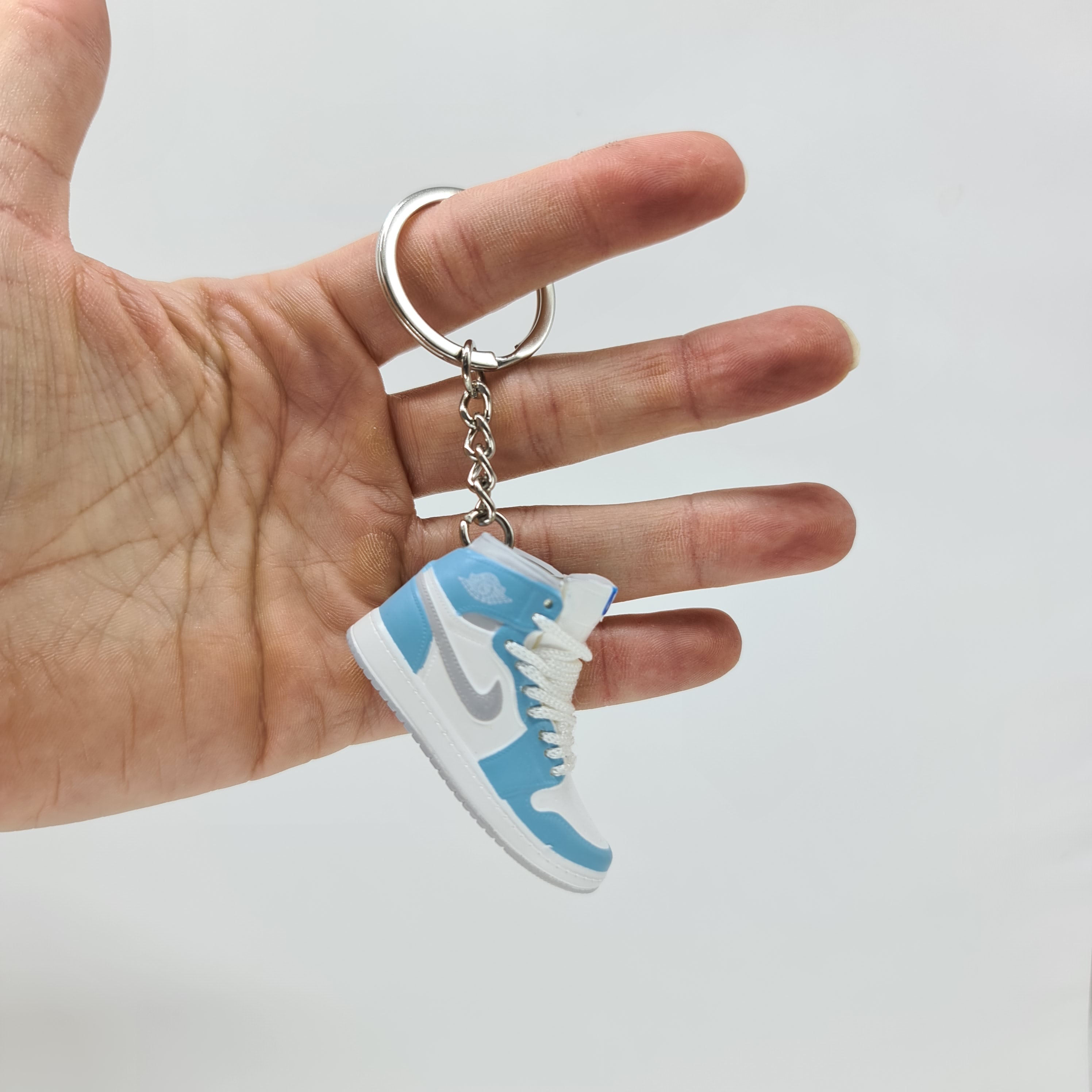 Mini Air Jordan 1 Sneaker Keychain - Blue/Silver/White