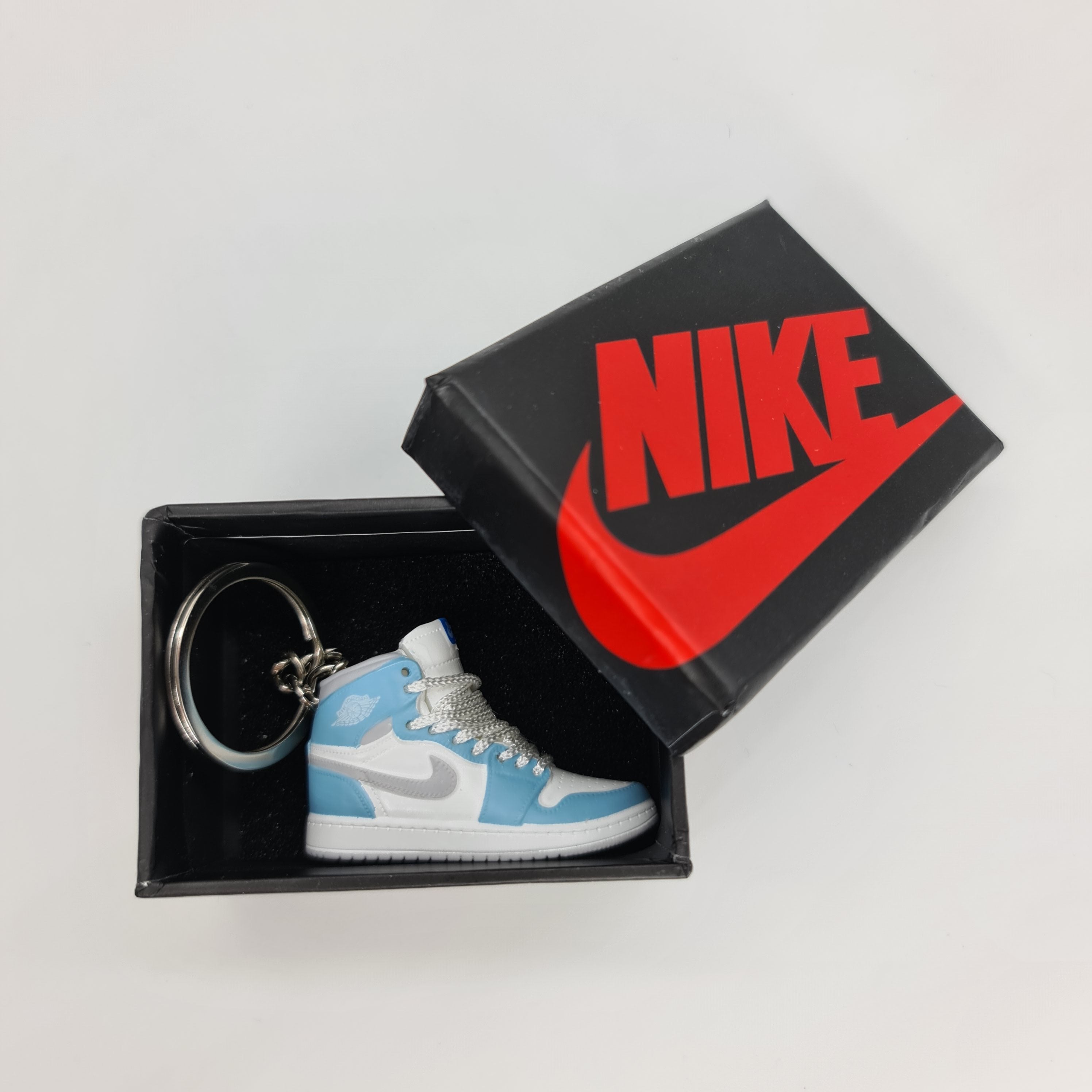 Mini Air Jordan 1 Sneaker Keychain - Blue/Silver/White