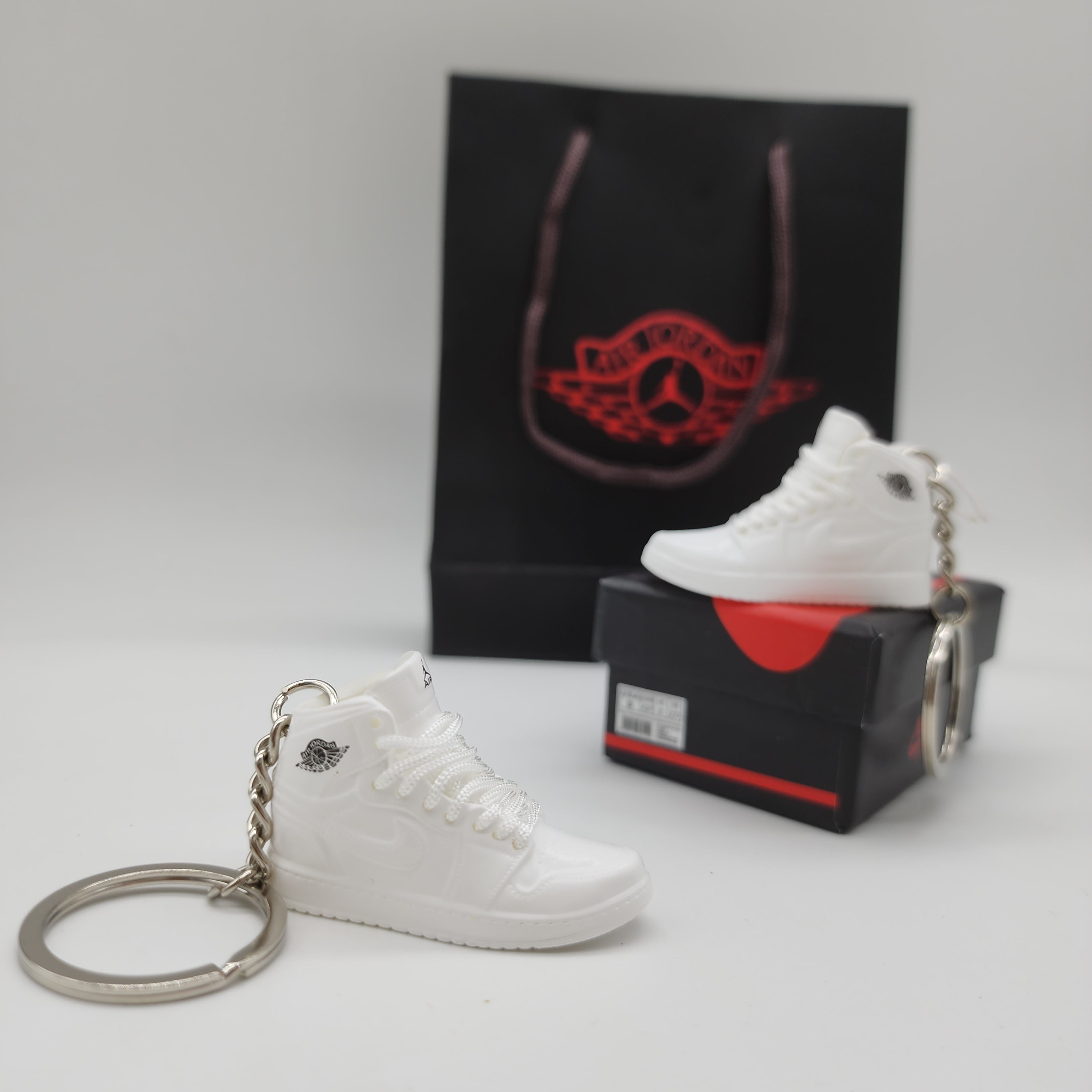 Mini Air Jordan 1 Sneaker Keyring - White