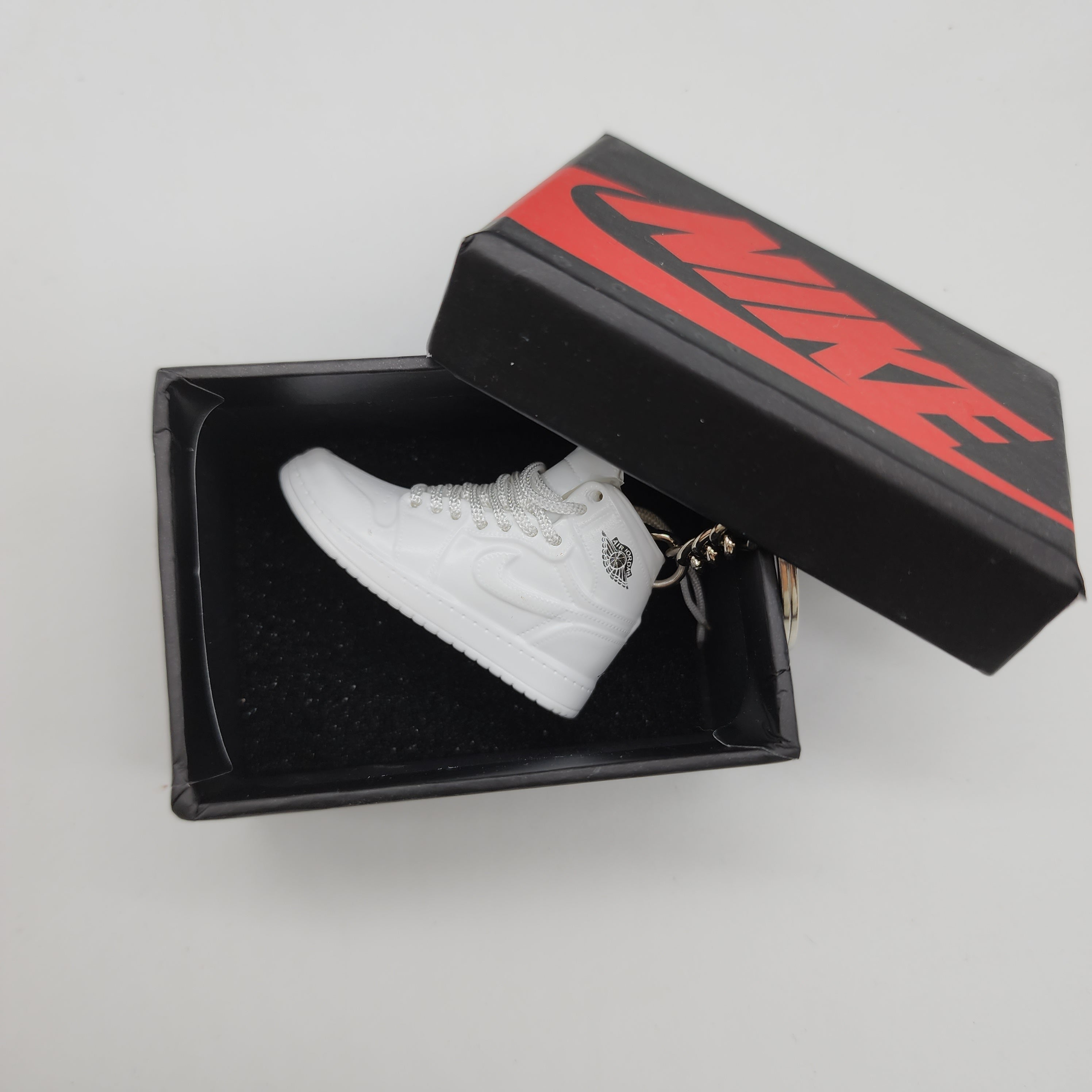 Mini Air Jordan 1 Sneaker Keyring - White