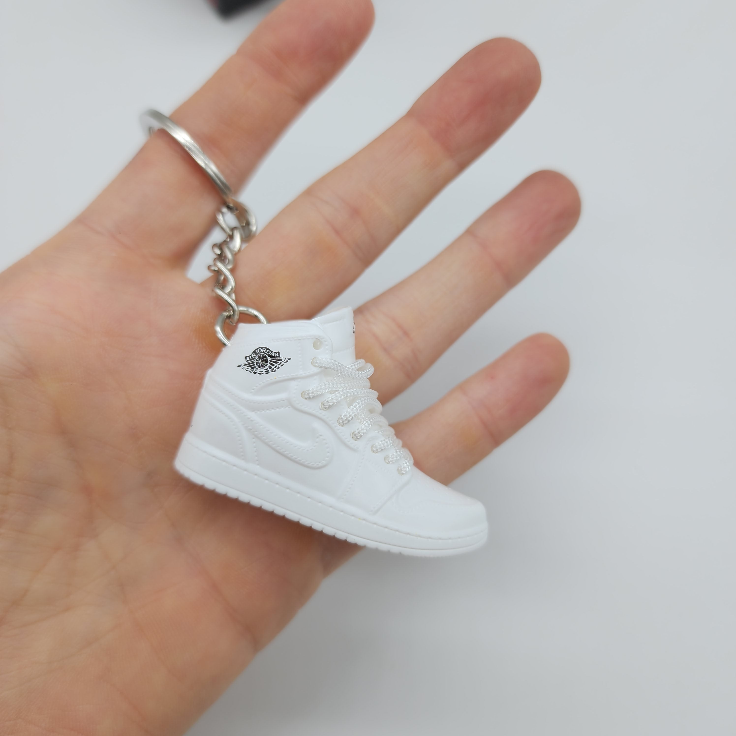 Mini Air Jordan 1 Sneaker Keyring - White