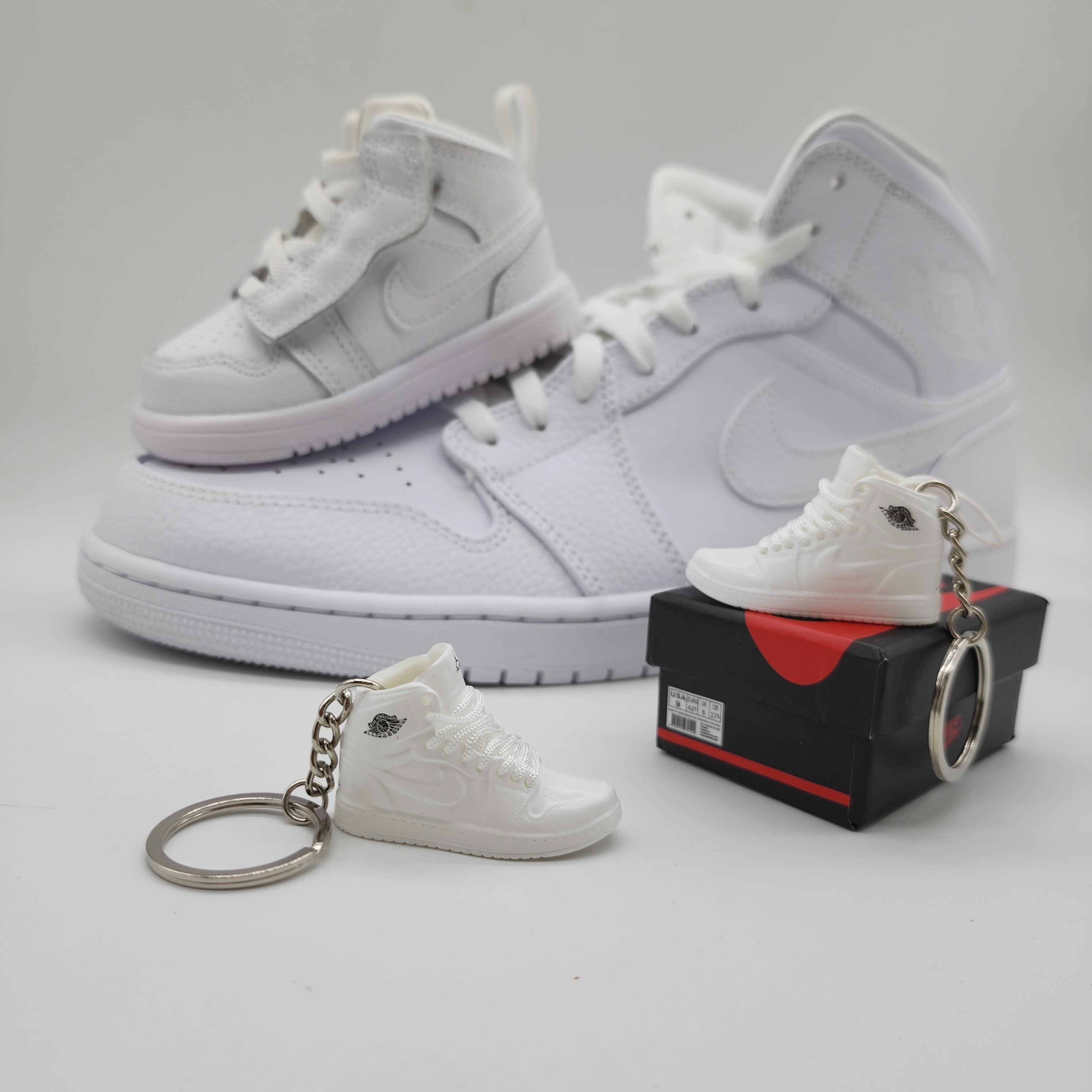 Mini Air Jordan 1 Sneaker Keyring - White