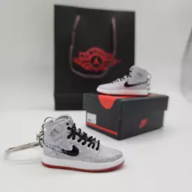 Mini AJ1 Grey Pattern Sneaker Keyring