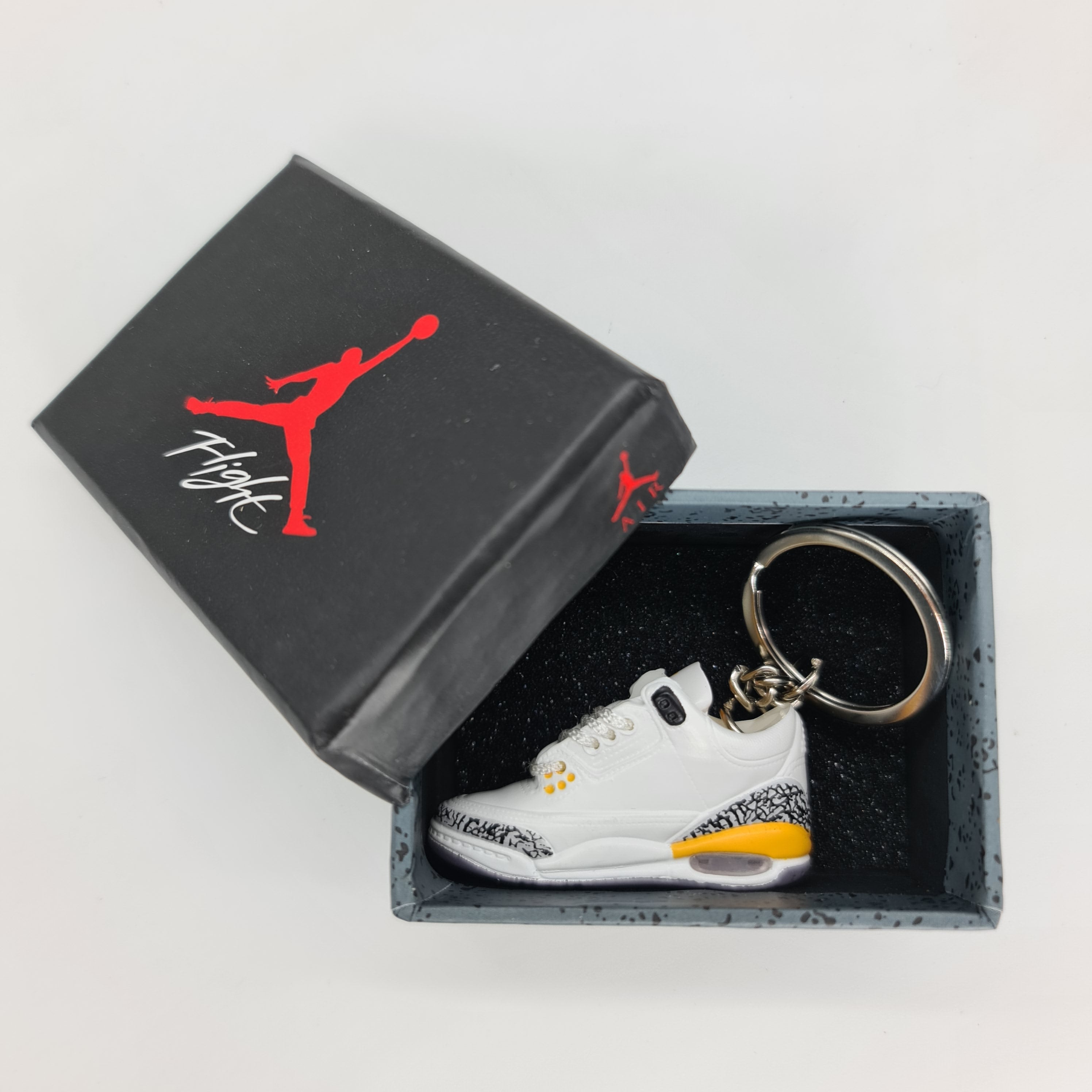 Mini AJ3 White/Yellow Sneaker Keyring