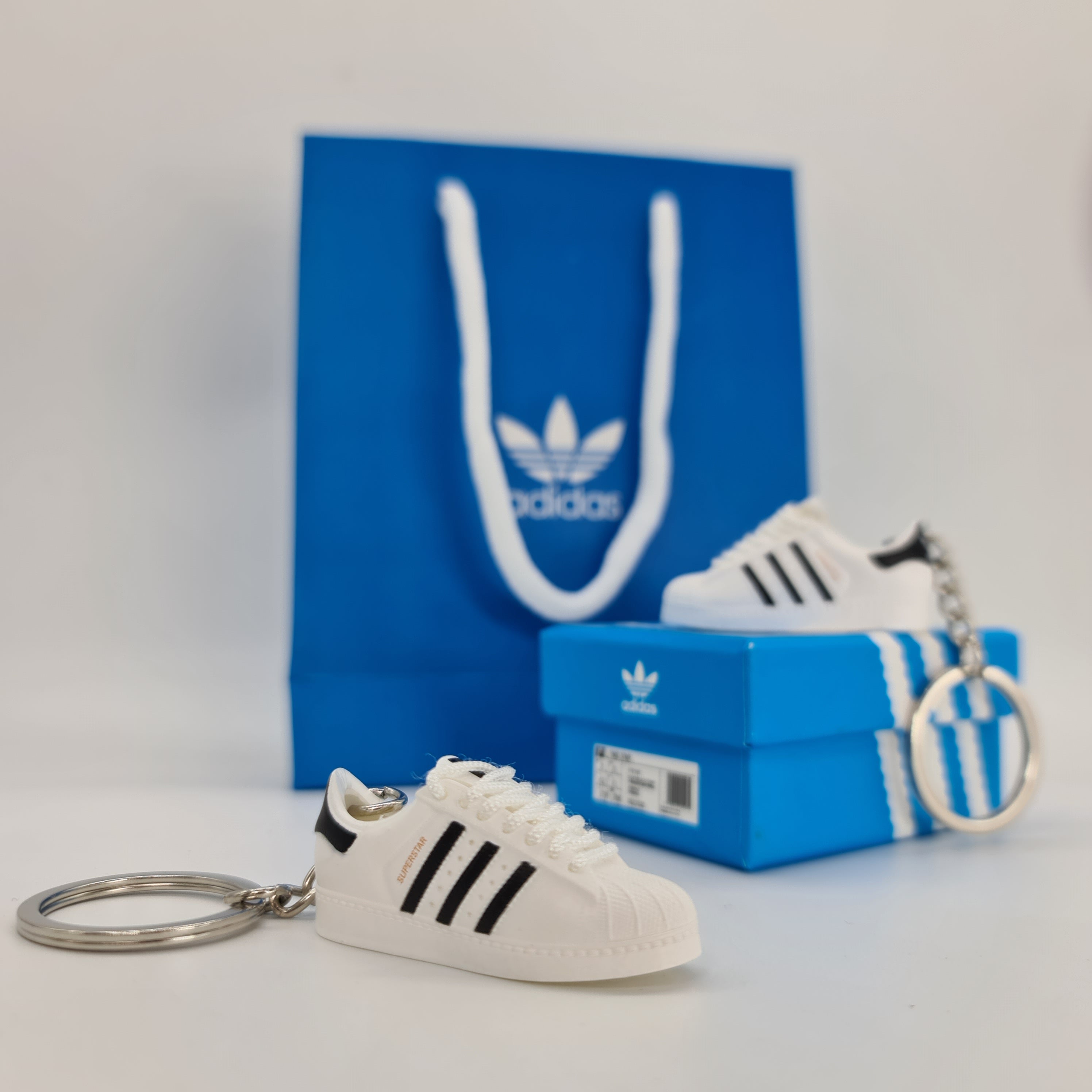 Mini Sneaker Keychain - Adidas Superstar (White/Black)