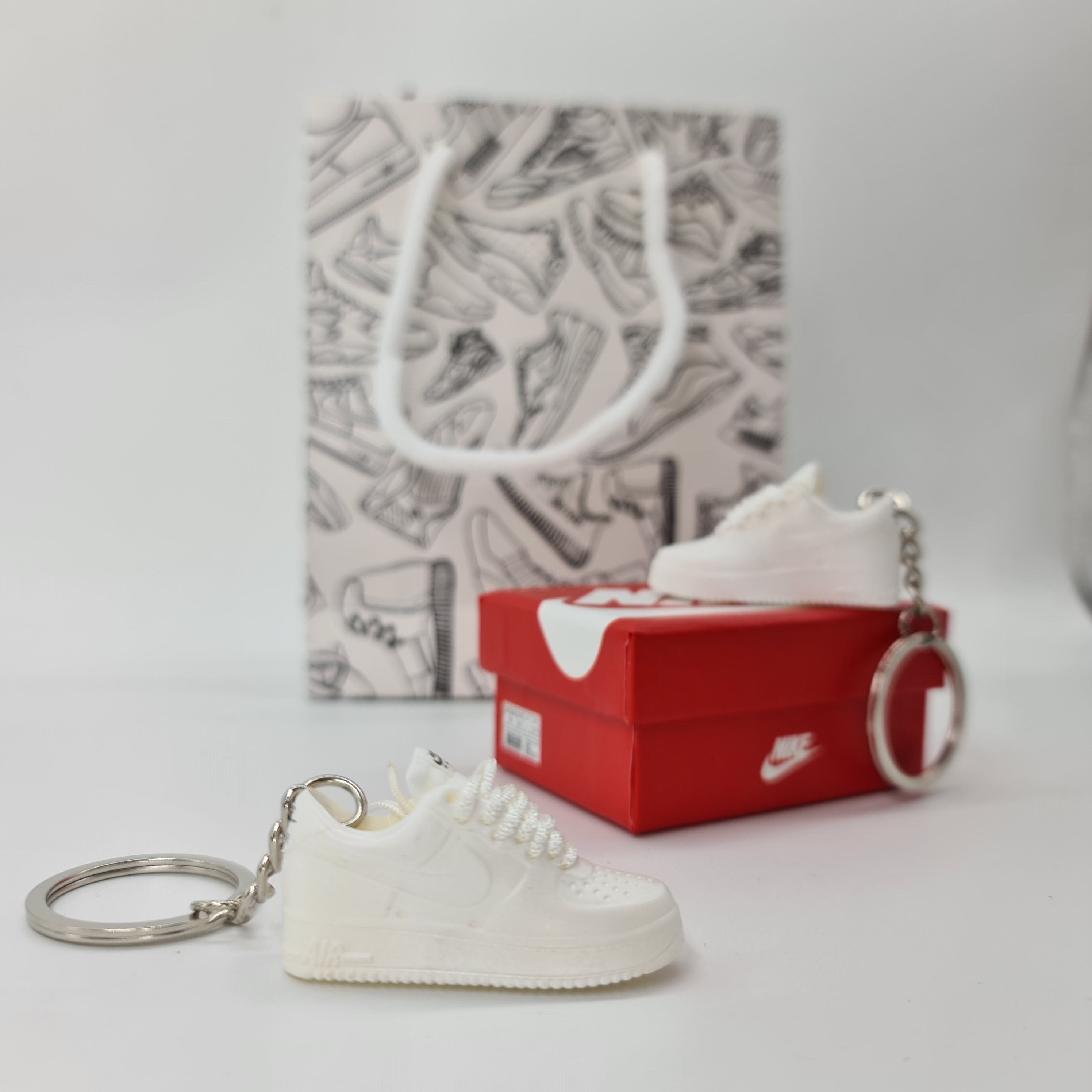 Mini Sneaker Keychain - AF1 Low White