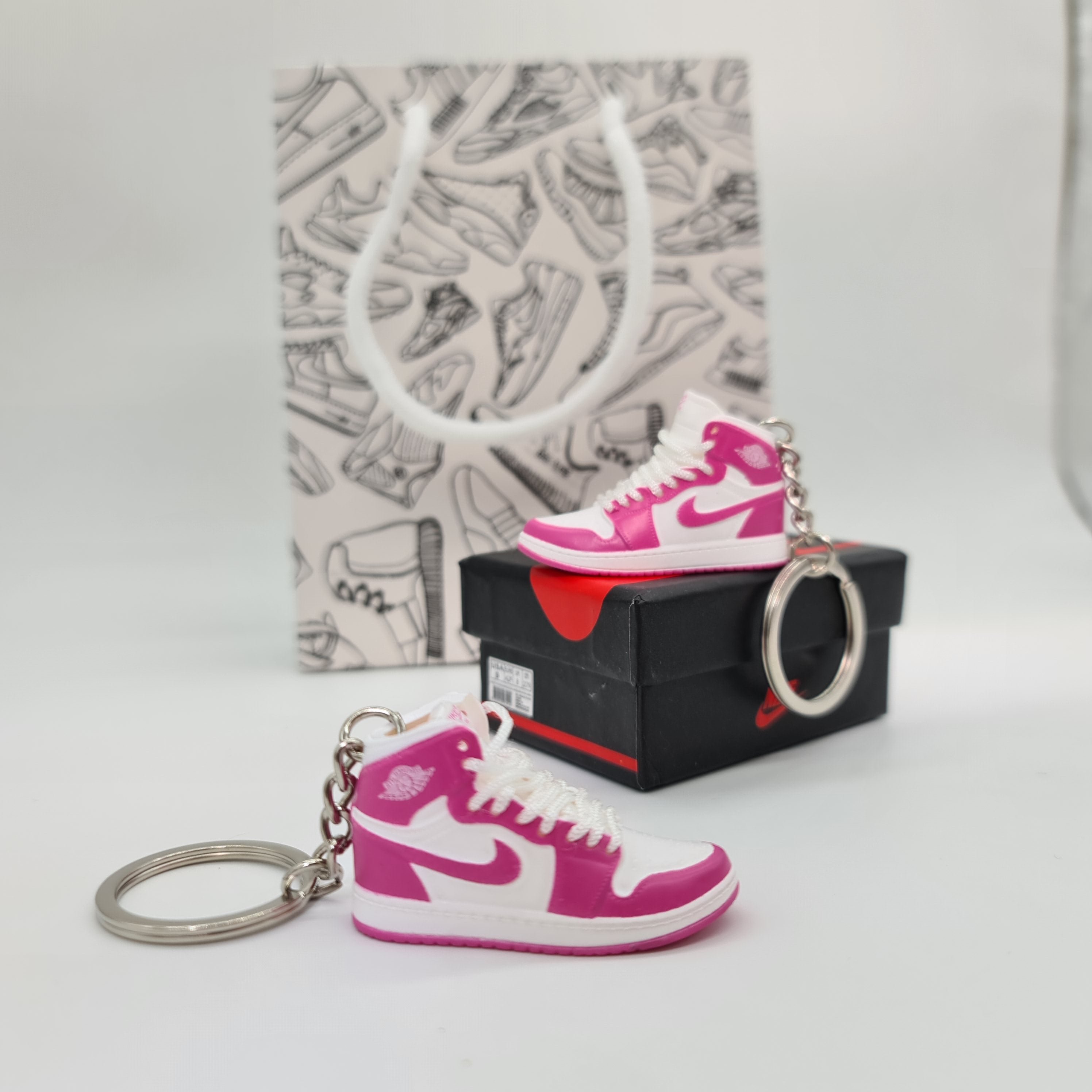 Mini Sneaker Keychain - AJ1 Pink/White