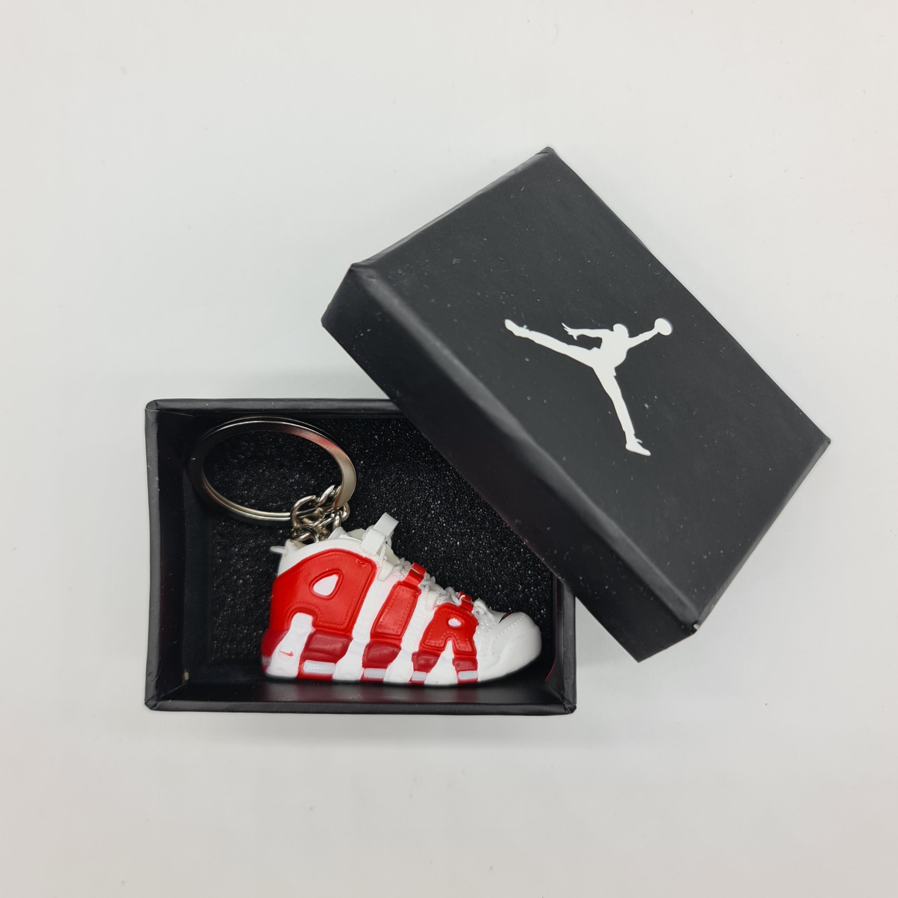 Mini Sneaker Keyring - Air More Uptempo (White/Red)