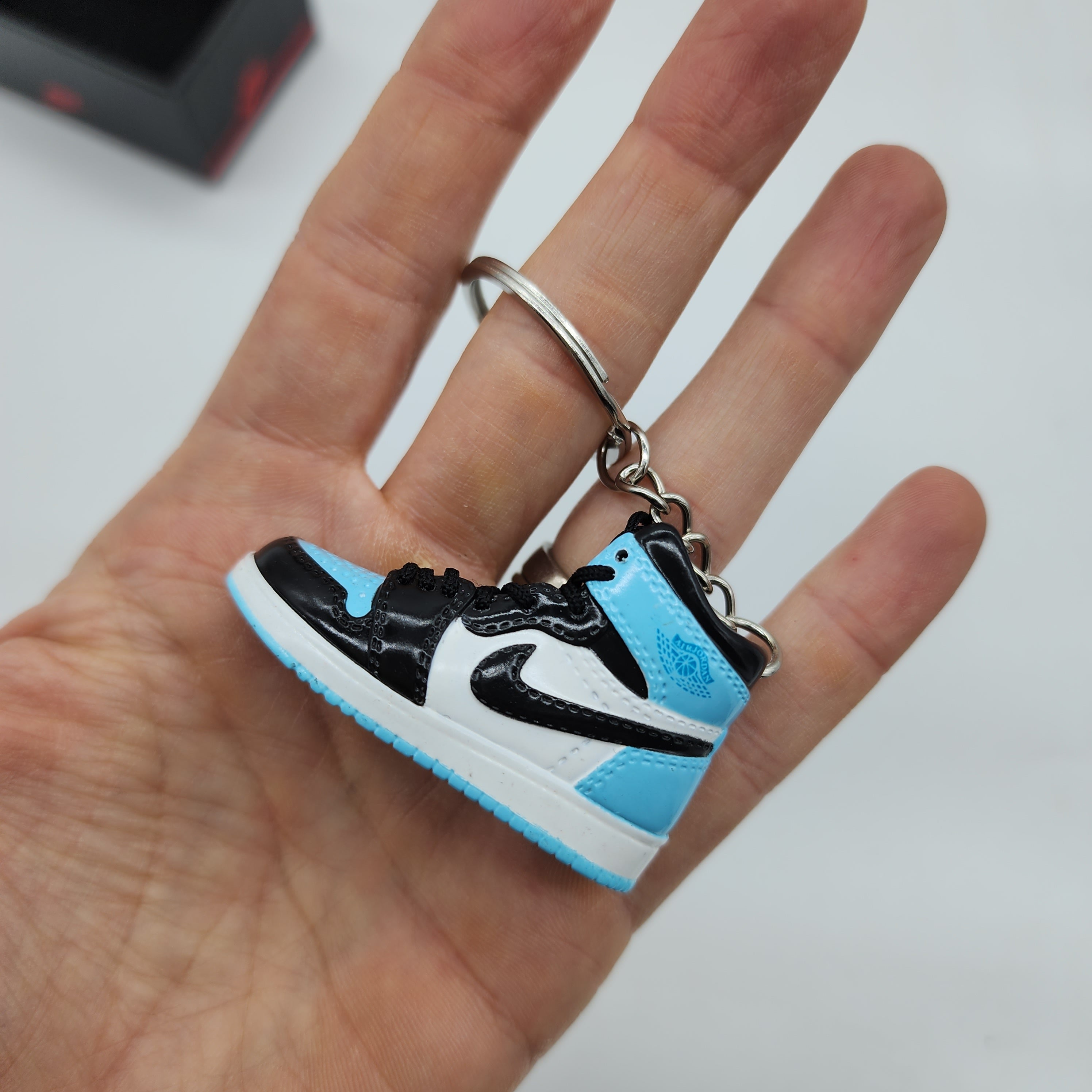 Mini Sneaker Keyring - AJ1 (Light Blue, White, Black)