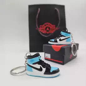 Mini Sneaker Keyring - AJ1 (Light Blue, White, Black)