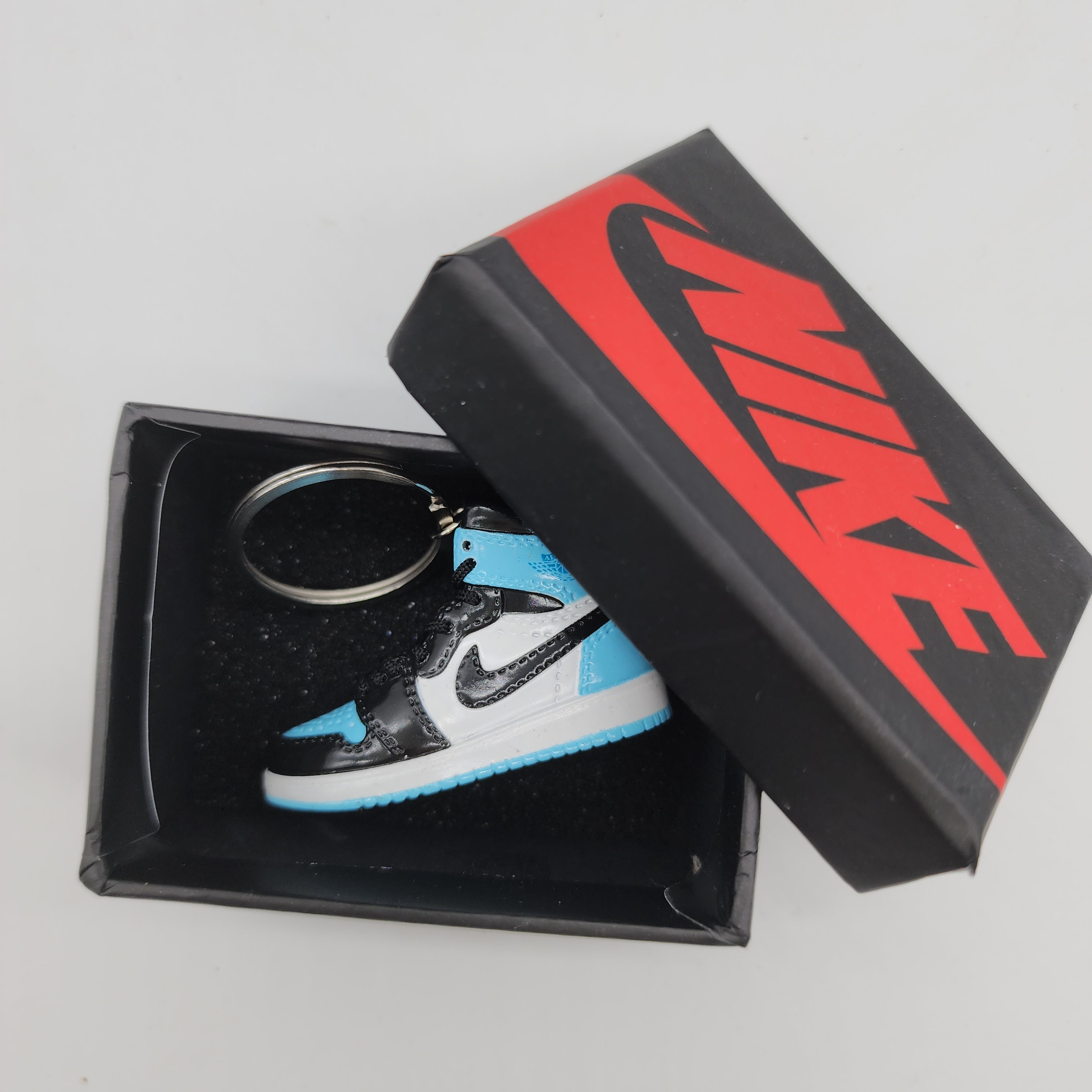 Mini Sneaker Keyring - AJ1 (Light Blue, White, Black)