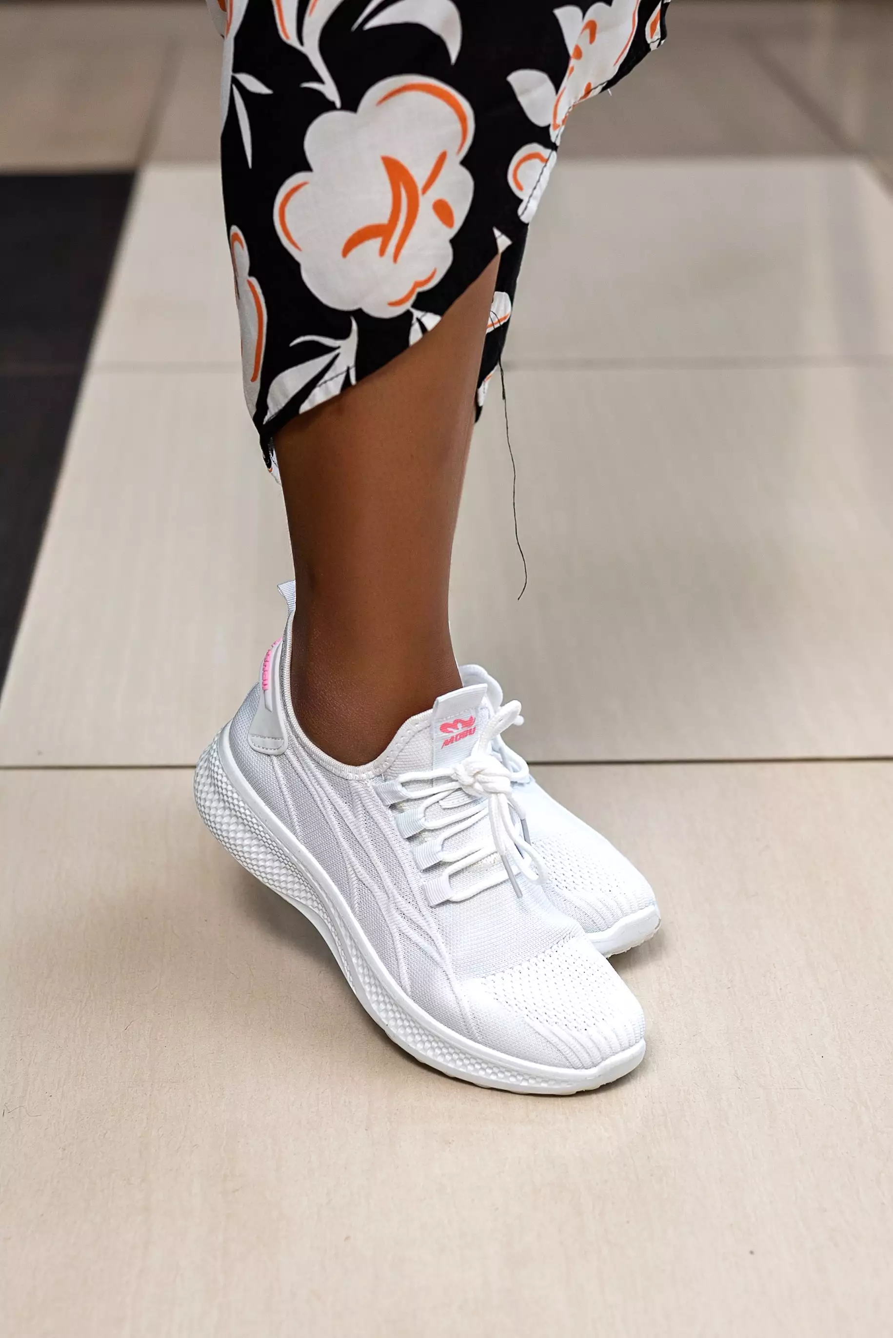 Modern white sneakers