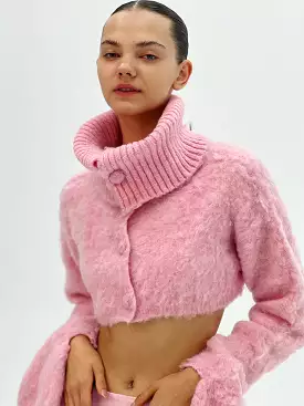 mohair sweaters pink coat roll neck turtleneck single-breasted cardigans