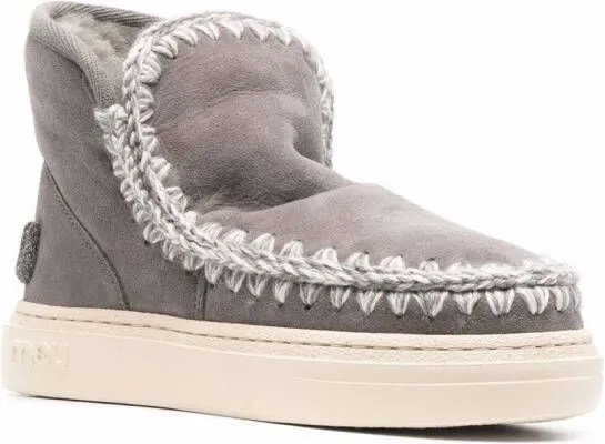 Grey Crochet Stitch-Trim Sneaker Boots by Mou