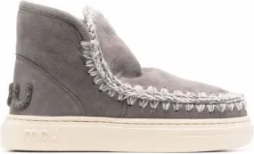 Grey Crochet Stitch-Trim Sneaker Boots by Mou