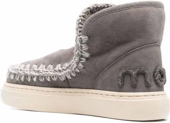 Grey Crochet Stitch-Trim Sneaker Boots by Mou