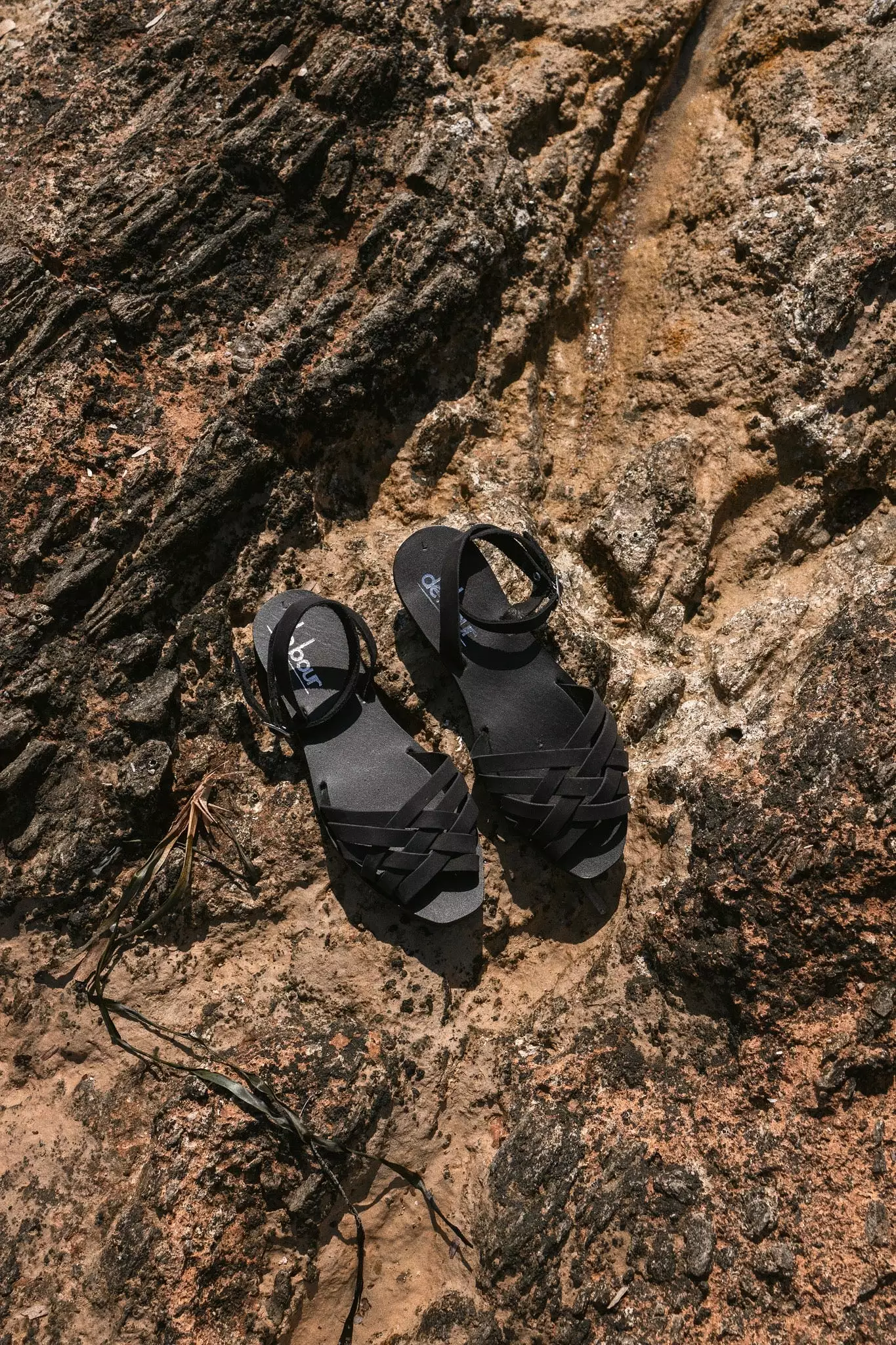 Myrto leather flat sandals - black, available now.