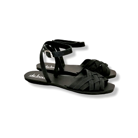 Myrto leather flat sandals - black, available now.