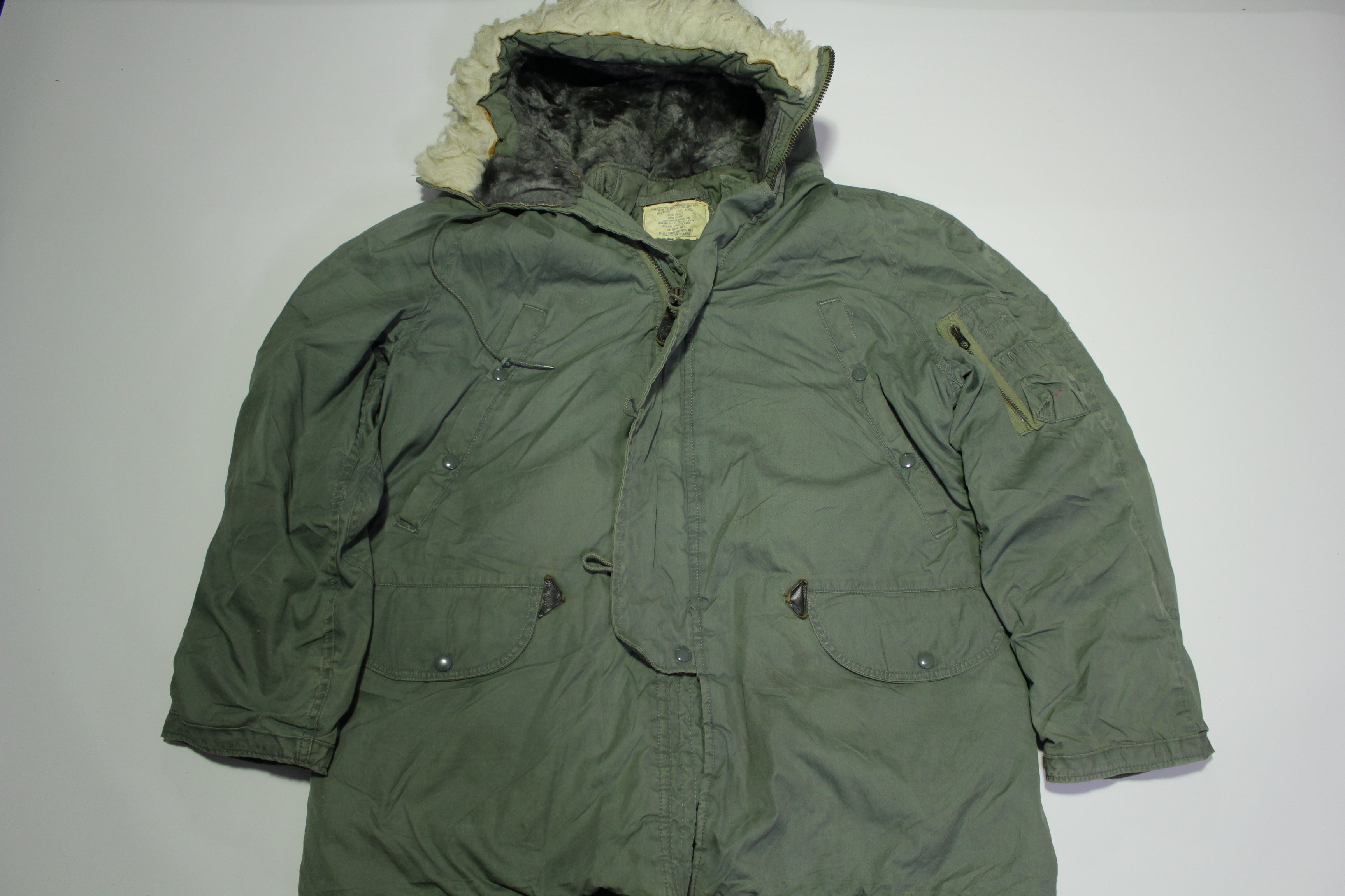 N3-B vintage parka jacket - 1975 Vietnam era, army military extreme cold weather, hooded