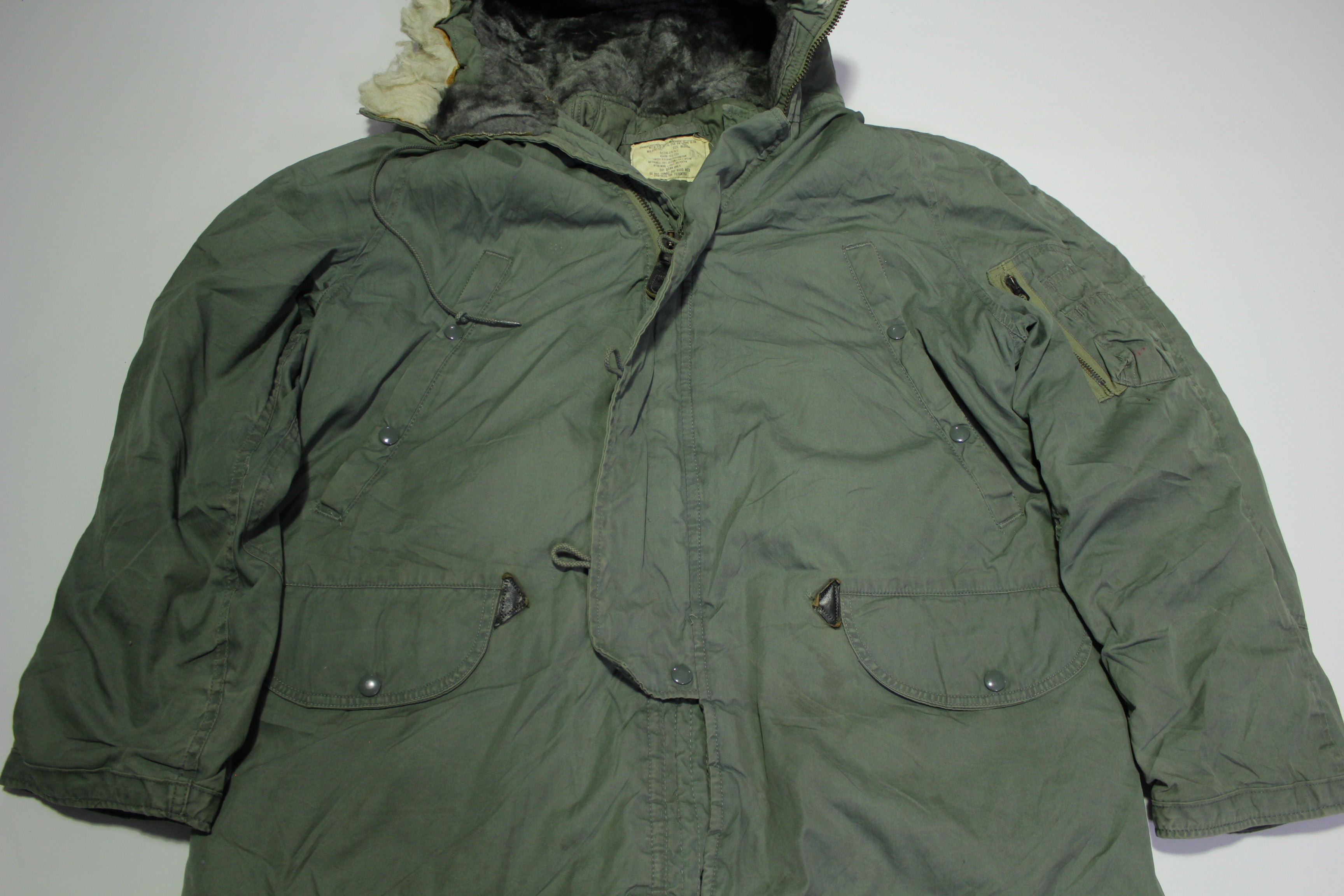 N3-B vintage parka jacket - 1975 Vietnam era, army military extreme cold weather, hooded