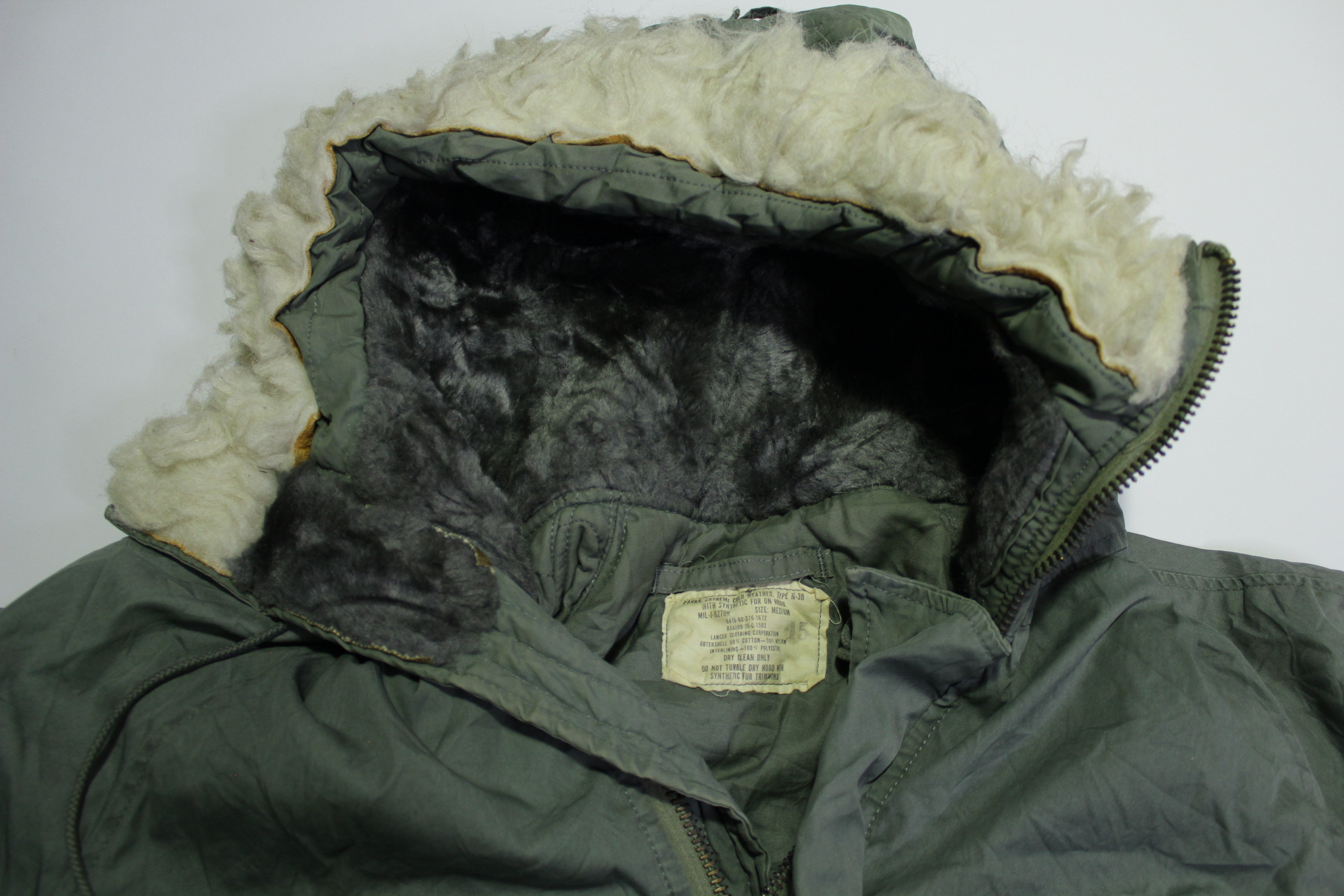 N3-B vintage parka jacket - 1975 Vietnam era, army military extreme cold weather, hooded