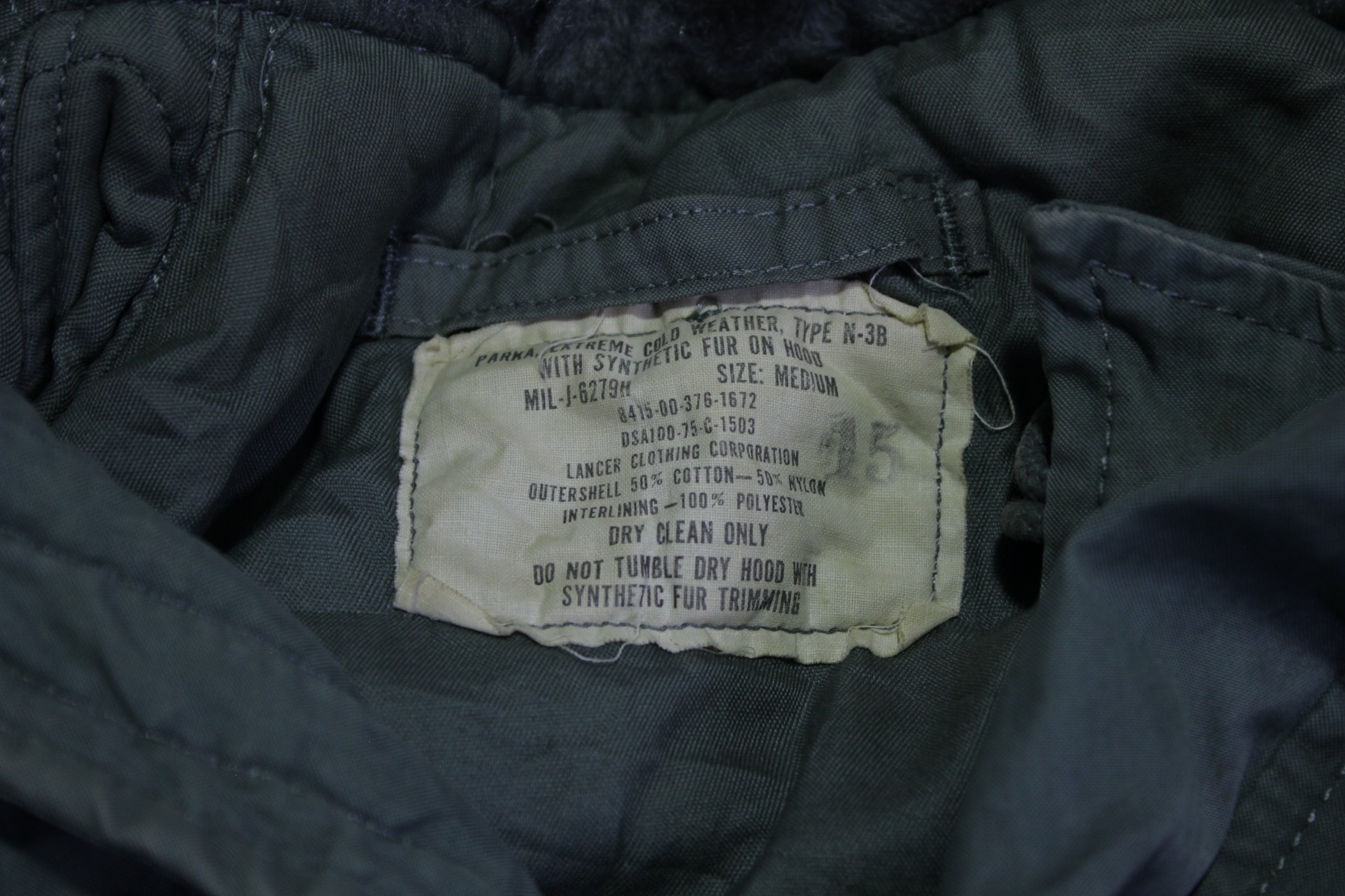 N3-B vintage parka jacket - 1975 Vietnam era, army military extreme cold weather, hooded