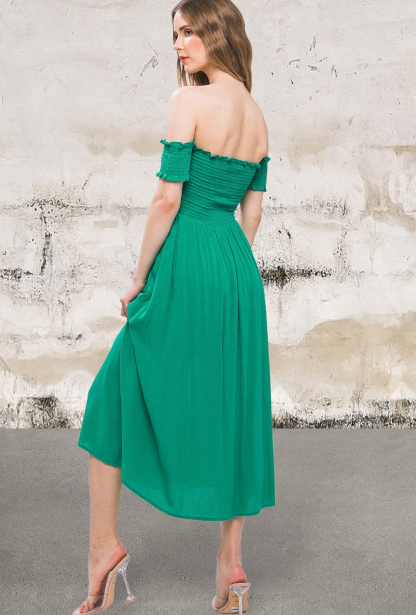 Off shoulder midi dress