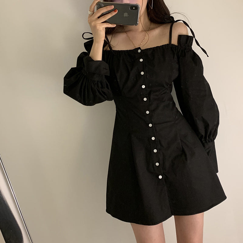 OFF-SHOULDER SHIRT DRESS WITH ELEGANT DESIGN BY71133.