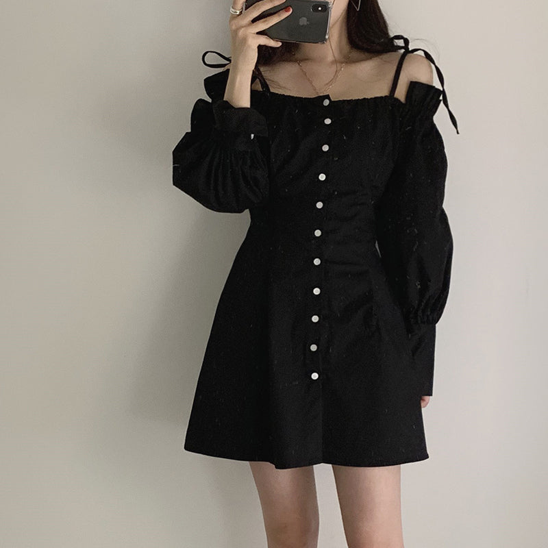 OFF-SHOULDER SHIRT DRESS WITH ELEGANT DESIGN BY71133.